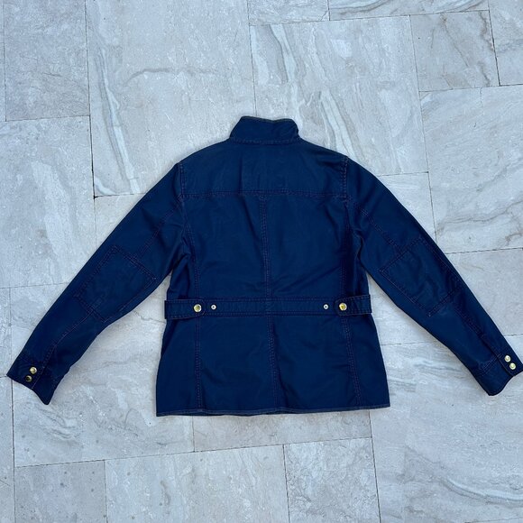 J.Crew Waxed Cotton Downtown Field Jacket / Navy Blue / Womens Large - Picture 10 of 13
